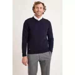 TRIAL - Sweater hombre cuello en v liso azul marino