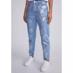 SIOUX - Jeans Mujer Azul Mom Metalizados Sioux