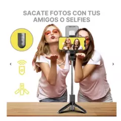 GENERICO - PALO SELFIE CON LUCES LED Y TRIPODE 3 IN 1