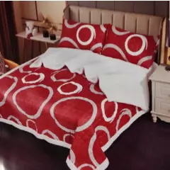 GENERICO - Cobertor Quilt 2 Plazas con Chiporro con Fundas Rojo