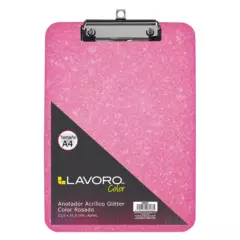 LAVORO - Anotador Acrílico A4 Con Glitter Rosado Lavoro