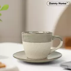 DANNY HOME - Set 6 Tazas de Cafe con Platillo Bicolor con Puntitos 220cc Danny Home