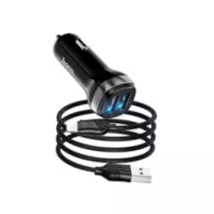 HOCO - Cargador Auto Carga Rápida Dual USB Cable Lightning Para iPhone Z40
