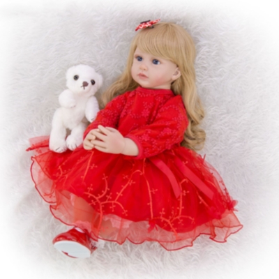 Muñeca Reborn bebé apaciguado con ropa roja - 60 cm