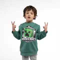 MINECRAFT - Poleron Niño 15 Years Verde Minecraft