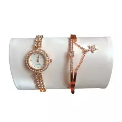 GENERICO - Reloj y pulsera elegante de moda dama con diamantes de imitación