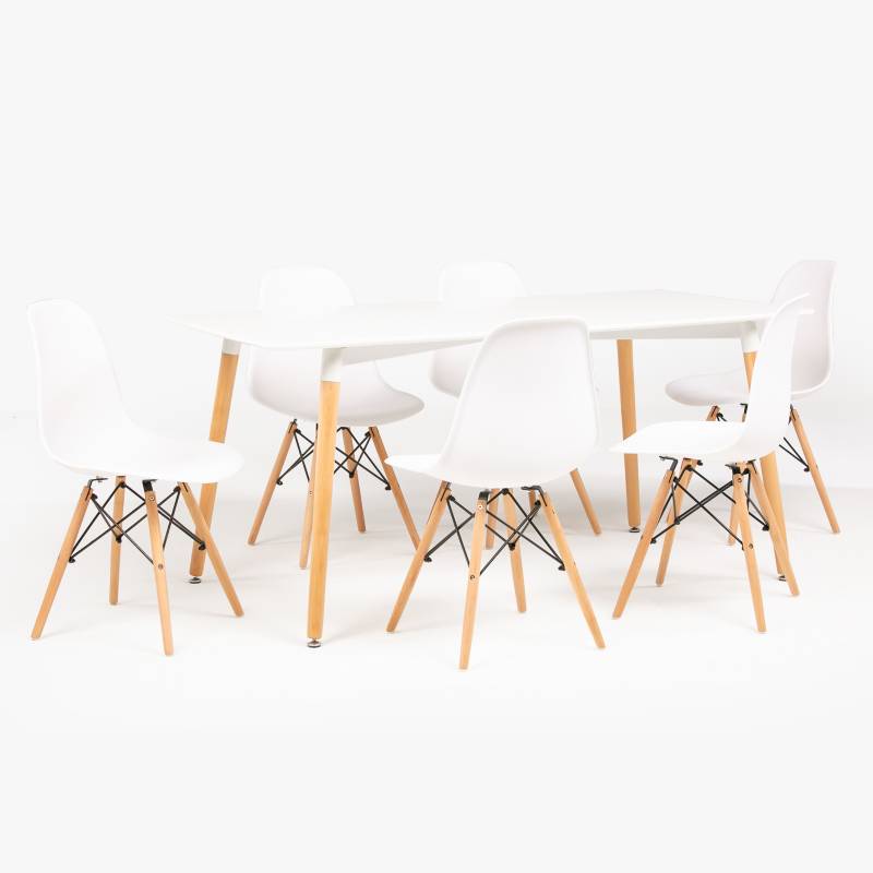 MICA - Juego de Comedor Bilund 6 sillas Blanco