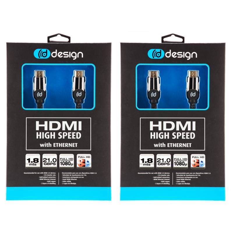  - Pack 2 Cables HDMI 1,8 mts