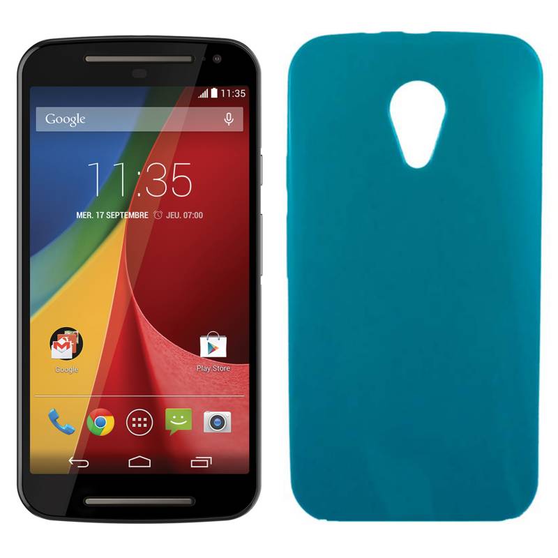  - Combo Smartphone Moto G 2da Generación LTE Negro Entel + Carcasa Celeste