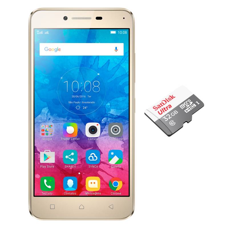  - Combo Smartphone Vibe K5 Dorado liberado+ Sim Card Claro + Micro SD 32GB