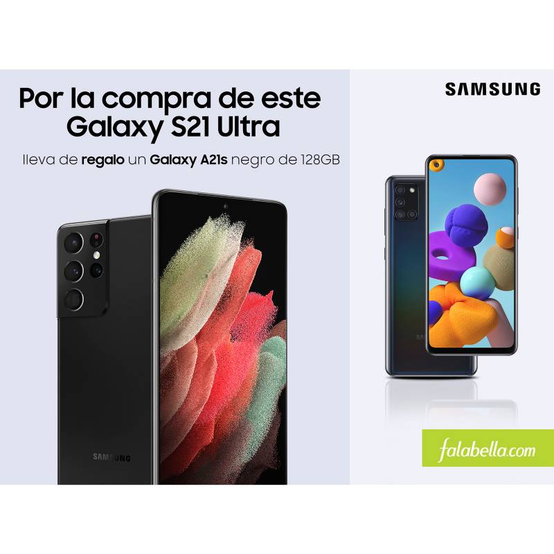 SAMSUNG - Galaxy S21 Ultra 256GB Negro + Smartphone Galaxy A21S 128GB Negro