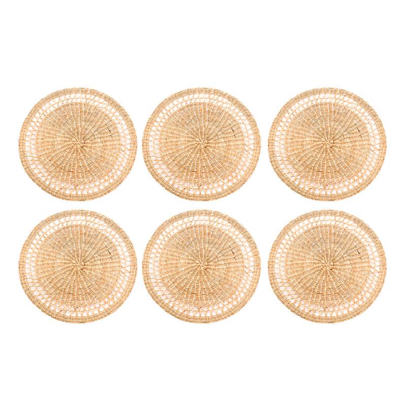 BASEMENT HOME - Pack x6 Individuales Seagrass Calado Beige 35cm