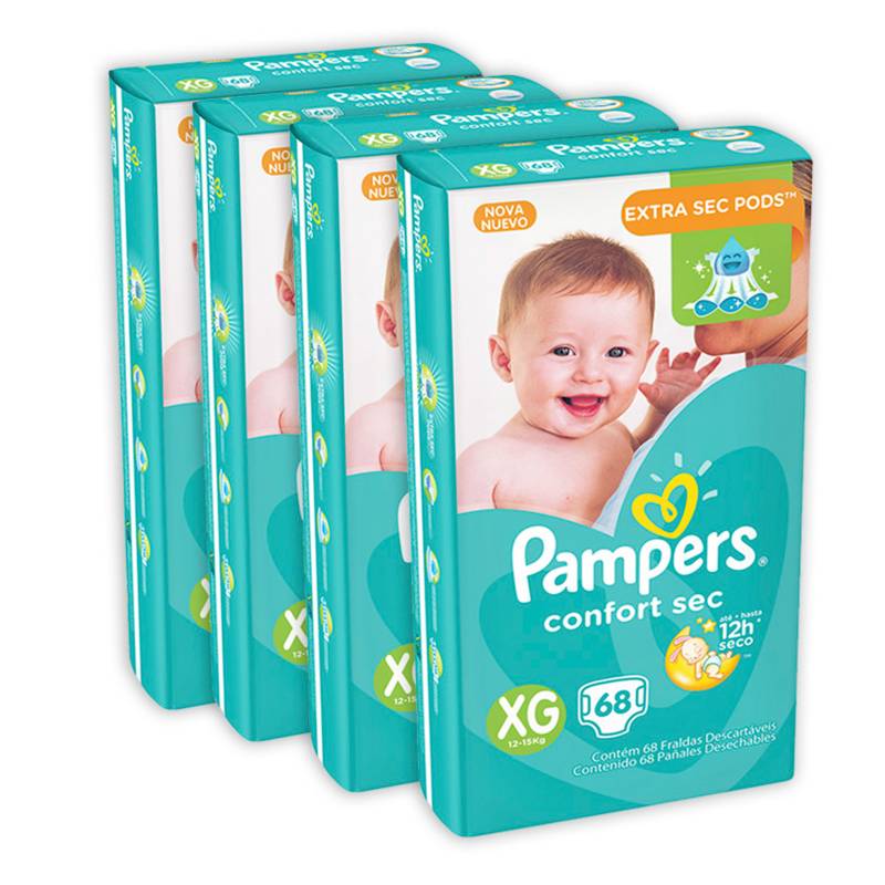  - Pack X4 Pampers Confort Sec XGD 68