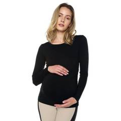 MOMS CLOSET - Camiseta maternidad mng  larga negro moms closet