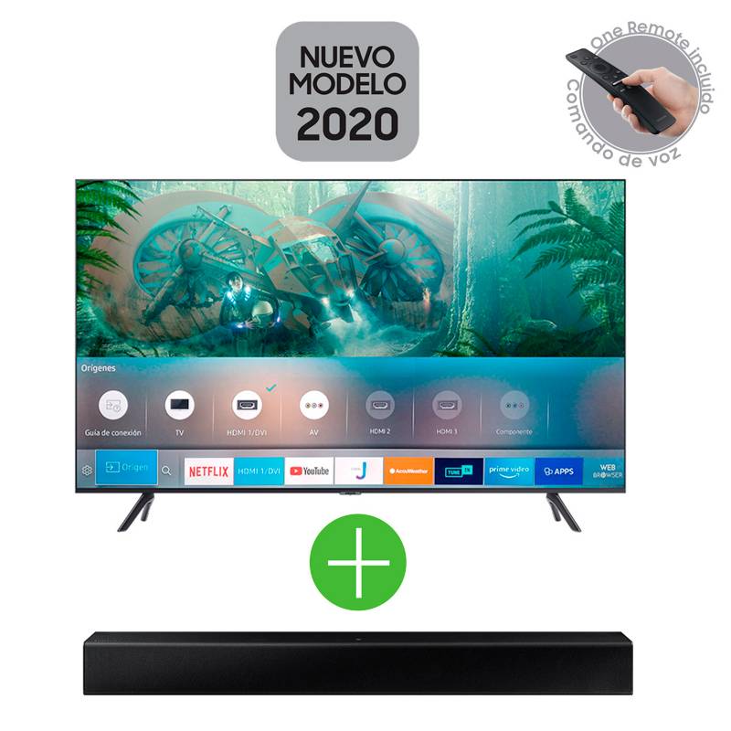 SAMSUNG - Televisor Samsung 50 pulgadas LED 4K Ultra HD Smart TV + Barra de Sonido Samsung HW-T400