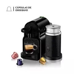 NESPRESSO - Cafetera con Cápsulas Nespresso Inissia Negra con Espumador de Leche