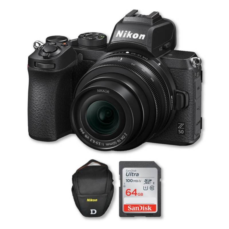 NIKON - Camara Nikon z50 4k con lente 16-50mm + memoria + bolso