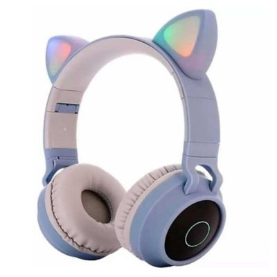 Audifonos Diadema Bluetooth Oreja Gato Luzled Lila Danki