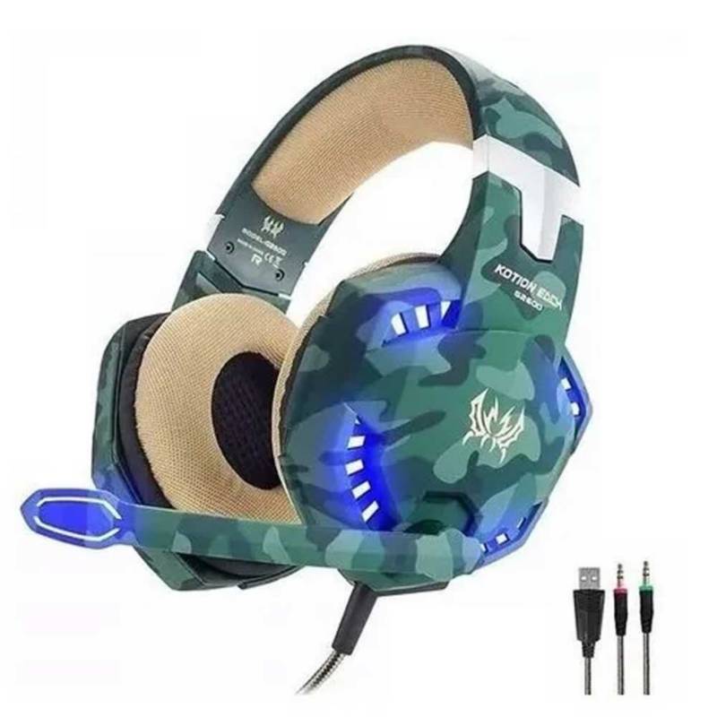 Danki - Diadema gamer g2600 camuflada verde usb microfono
