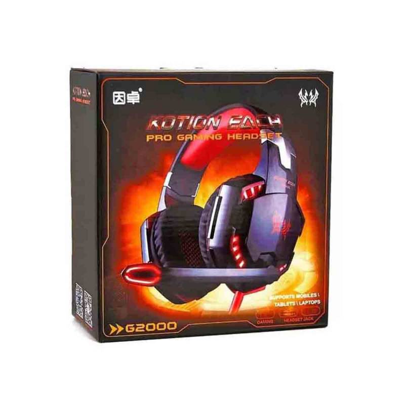 GENERICO - Audífono gamer USB micrófono luz Led G2000 ROJO