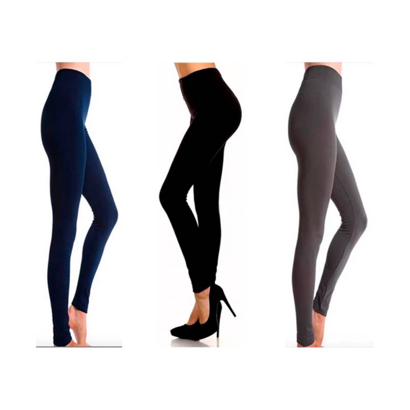 SYK - Leggings pantalon termico combo x 3 negro gris azul - talla única.