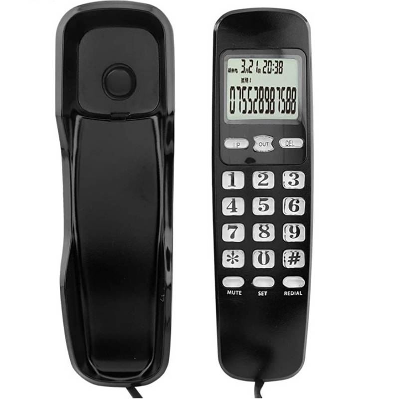 LEBOSS - Teléfono fijo LEBOSS B369 con identificador de llamadas-Negro