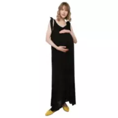 MOMS CLOSET - Vestido de Maternidad Largo Negro Moms Closet