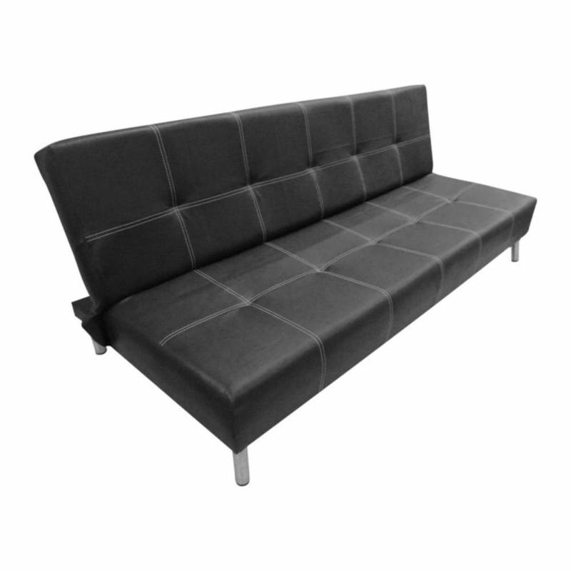 Sofa cama 1 plaza ecocuero negro - El Container