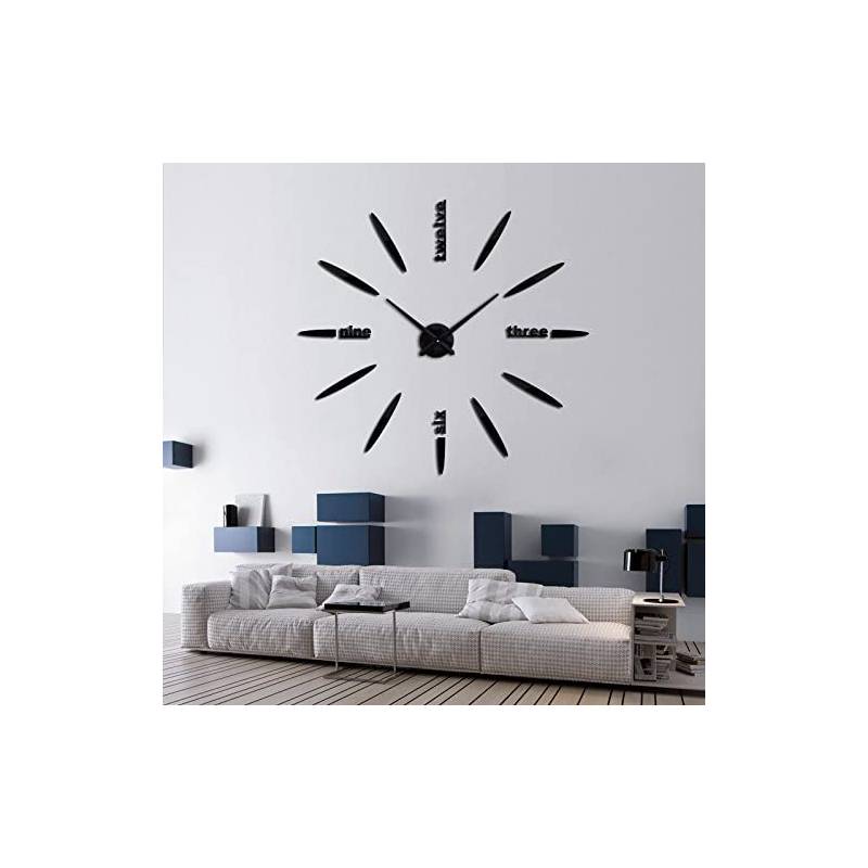 Reloj De Pared 3D Tamaño Grande 100 X 100 Cm Color Plateado