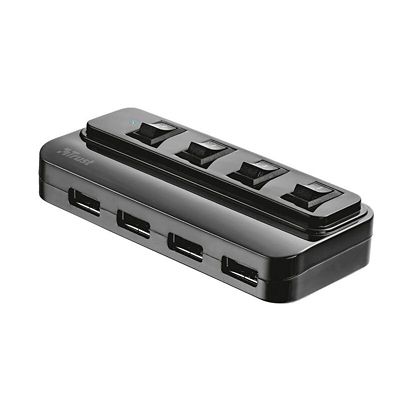 Adaptador Usb Trust 4 Puertos 2.0 Con Switches Neg