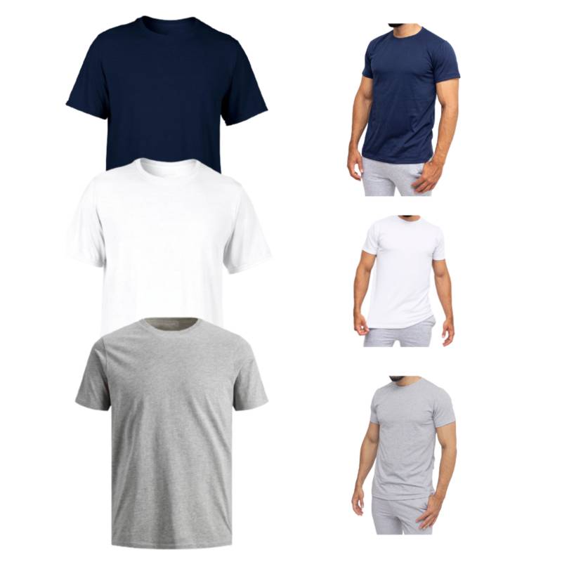 Camisetas para hombre en algodón 100% x 3 unidades.