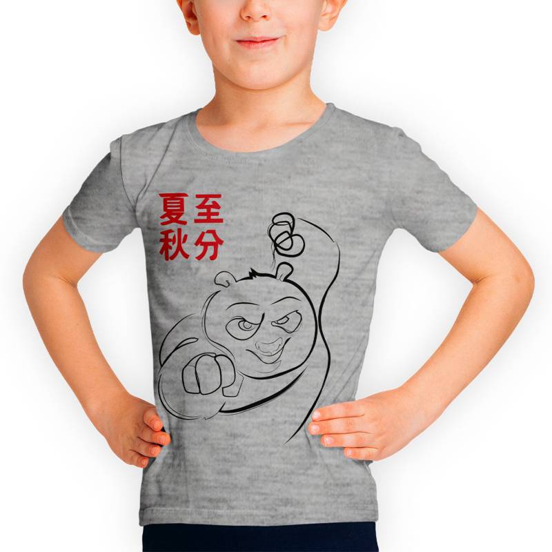 Camiseta Manga Corta Gris Lineas Niño Kung Fu Panda. GENERICO