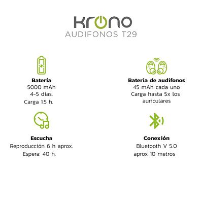 Audífono Bluetooth T29 Negro Krono