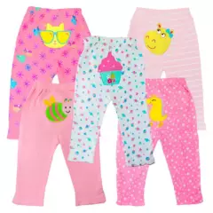 BEBESITOS - Set x5 pantalones para bebe niña glotoncitos -  multicolor.