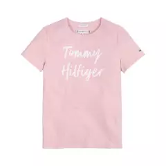 TOMMY HILFIGER - Camiseta Essential Con Logo Niña Rosado Tommy Hilfiger