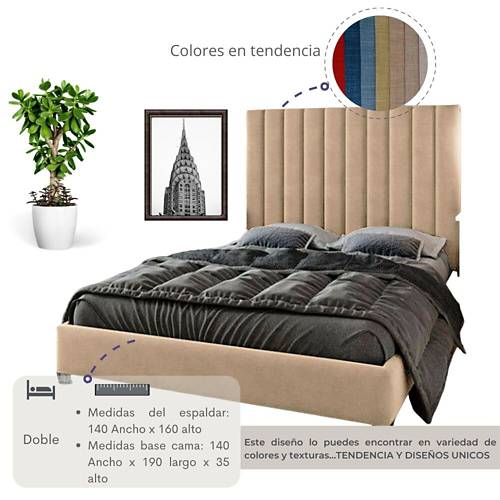 Cabecero para Cama Doble Moderno en Madera pino 120 x 140 cm Dormilandia  DORMILANDIA