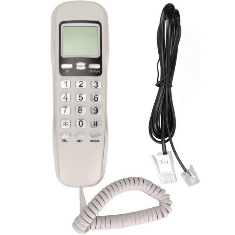Teléfono fijo con cable de escritorio con pantalla LCD de identificación de  llamadas