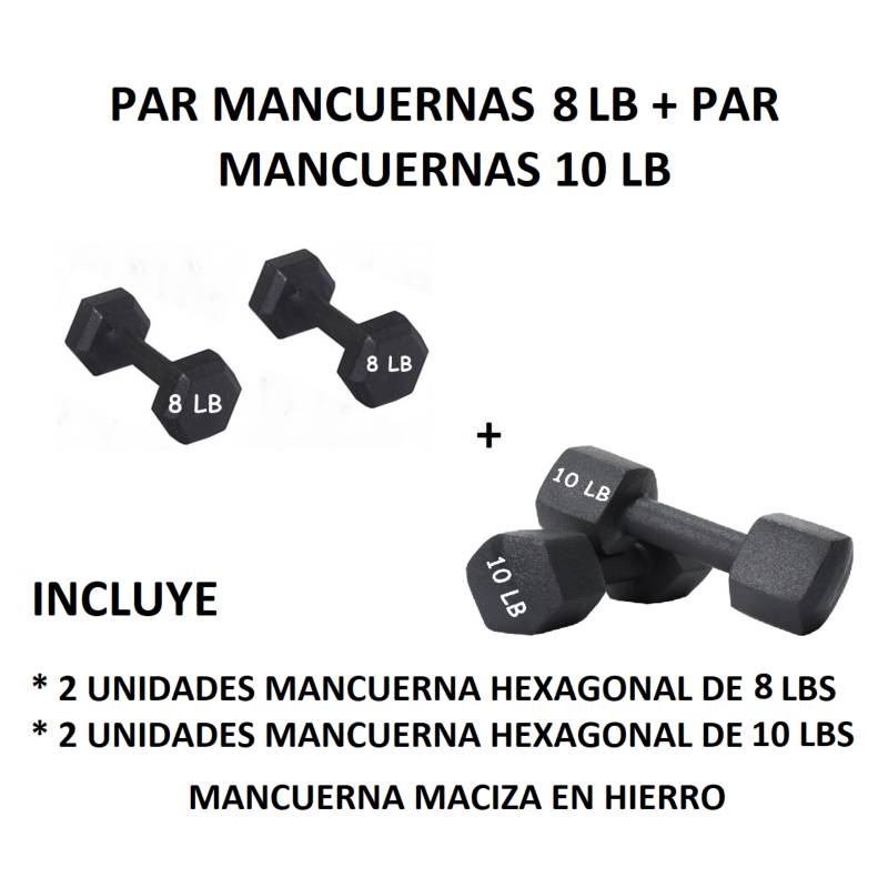 Conjunto De Mancuernas De Caucho Hexagonal De 8kg 1 Pares