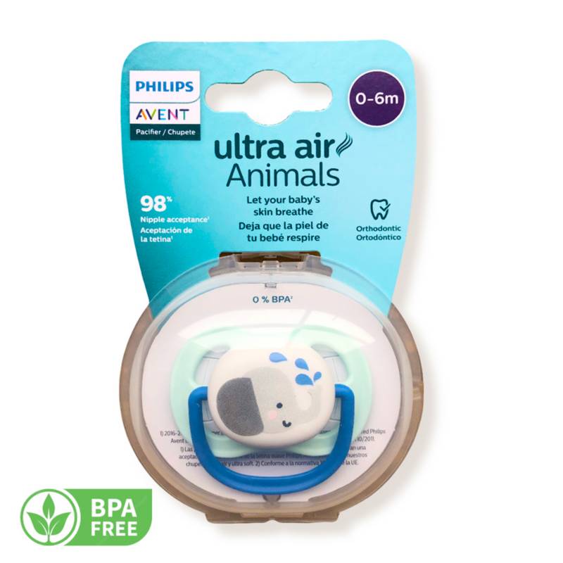 Chupete Avent Ultra Air 0-6 meses x2 Animales - Bebelli