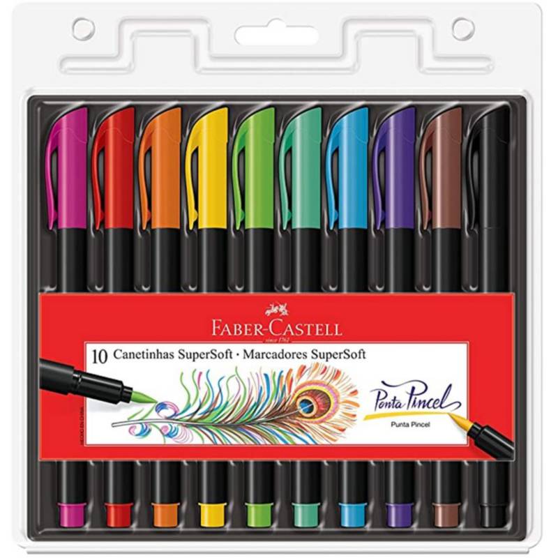 Marcadores plumones punta pincel x 10 faber castell FABER CASTELL