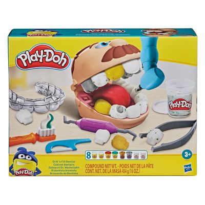 Dentista Play Doh, incluye ( maquina +  9 accesorios  +  8 tarros plastilina) apartir 6 años