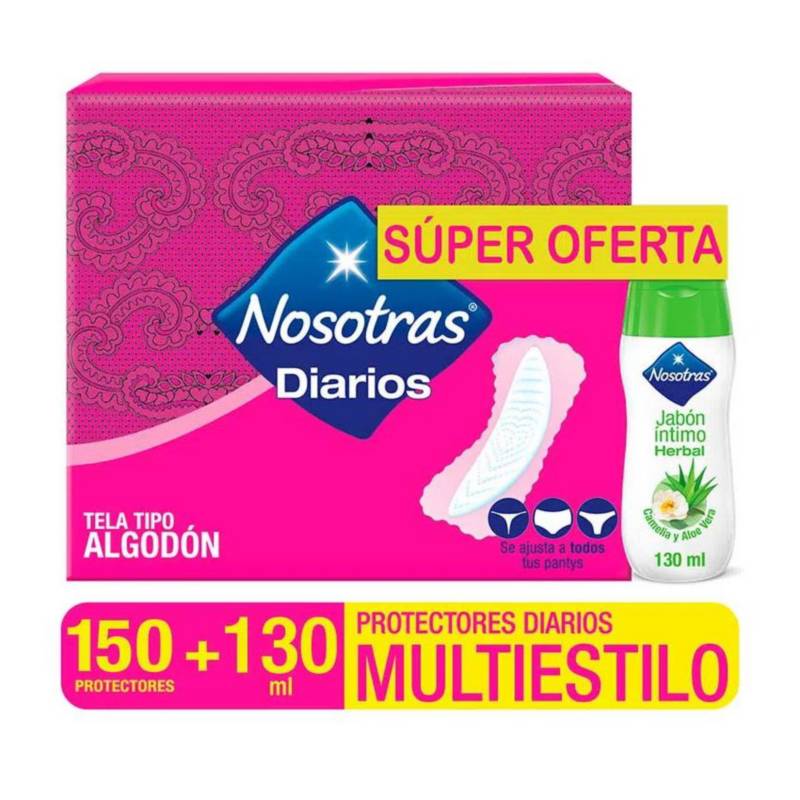 Super Pack Nosotras Protectores Diarios Multi Estilo X 150 Und Nosotras 7359