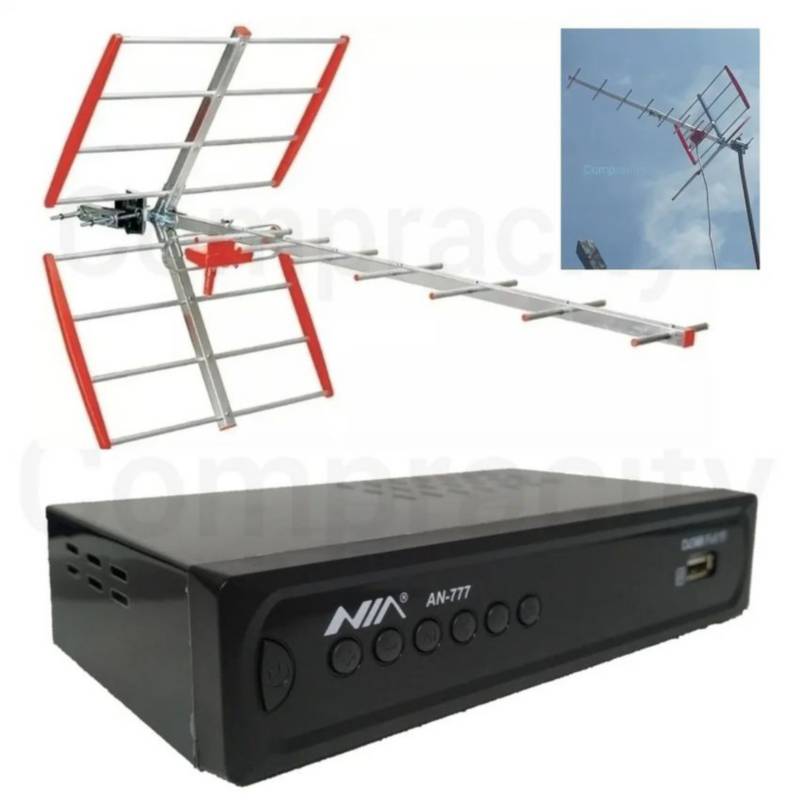 Combo decodificador MAS potente antena aérea exterior tdt colombia NIA
