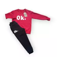 GENERICO - conjunto niño buzo y pantalon ok rojo hubble