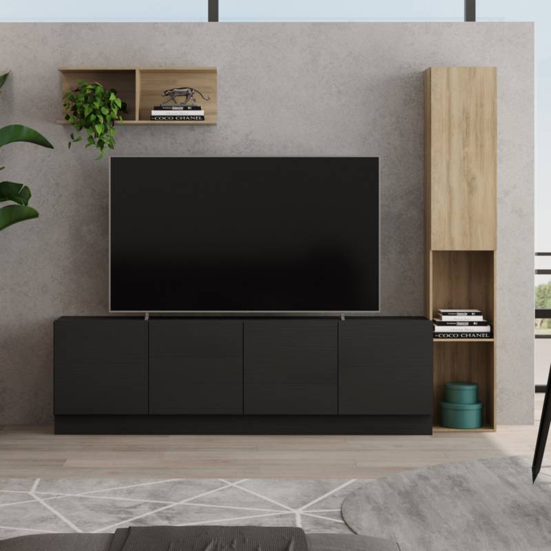 Mueble para TV Moderno 75 en MPD 200cm Roble Y Grafito BERTOLINI