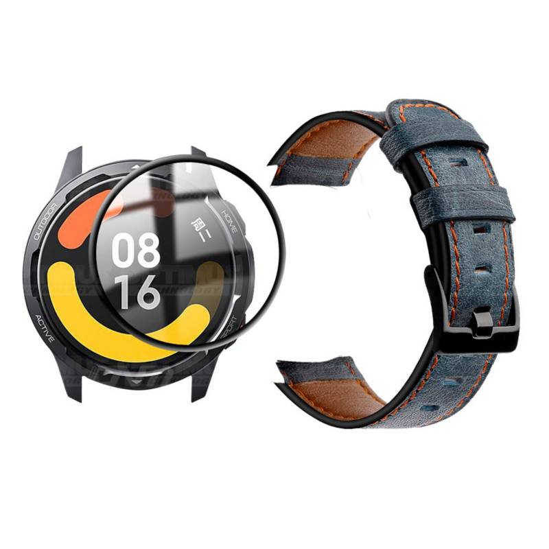 Vidrio Templado Nano Glass Y Correa de cuero Smartwatch Reloj Inteligente  para Xiaomi AmazFit GTR 3 PRO Color Gris