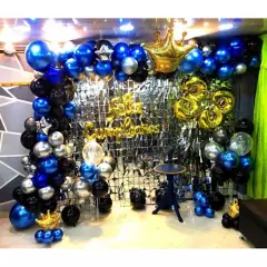 GENERICO - Decoracion fiesta globos feliz cumpleaños azul cortina grado