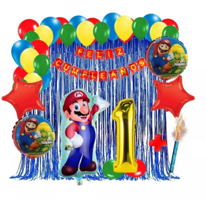 Globos De Cumpleaños Decoración con Kit de Fiesta Mario Bros y Luigi
