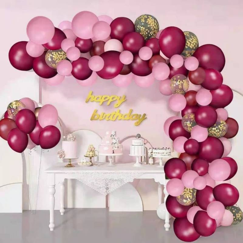 Arco globos decoracion rosado fucsia cumpleaños boda grado GENERAL
