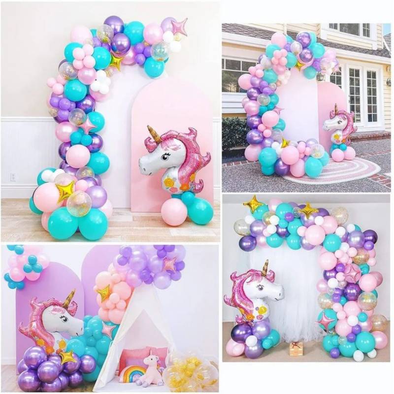 Globos De Unicornio Blanco y Rosa Decoraciones Para Fiestas